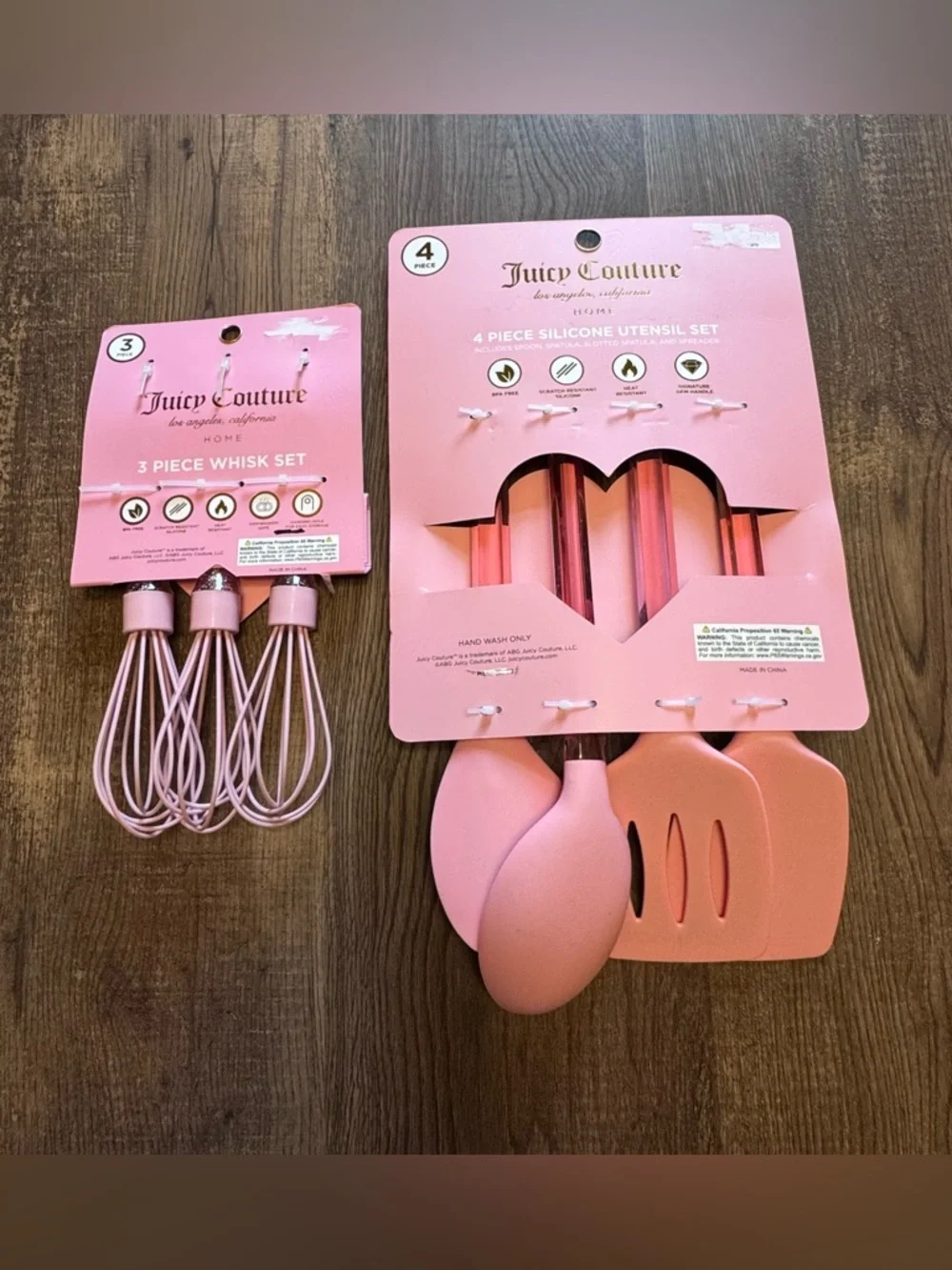 Juicy Couture Pink Silicone Kitchen Utensil & Whisk Set